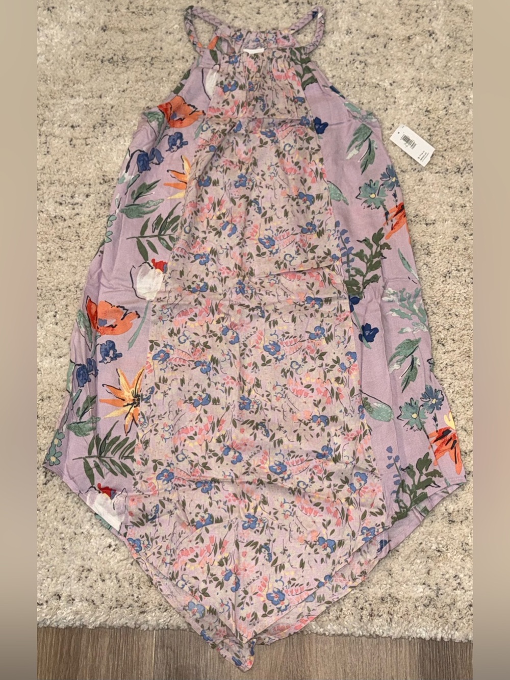 NWT Old Navy Girls Floral Sleeveless Dress Lilac Purple Size S 6-7 High Low